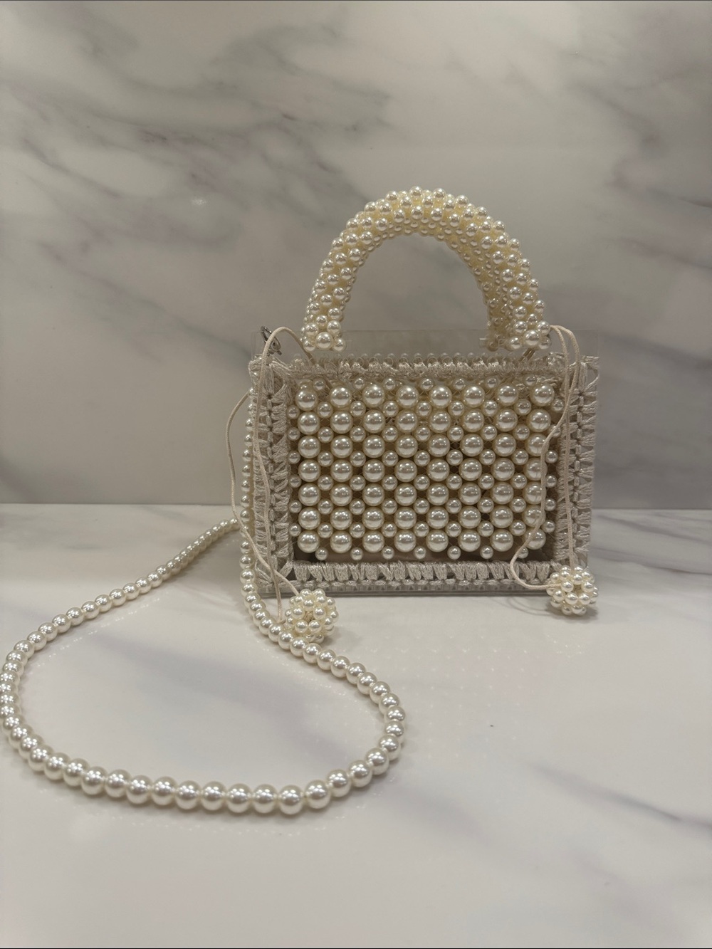Self-Same Pearl-Embellished Ivory Mini Tote Bag